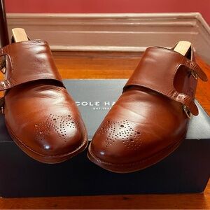 Cole Haan Men's 10.5 Brown Monk strap Leather Slip-Ons